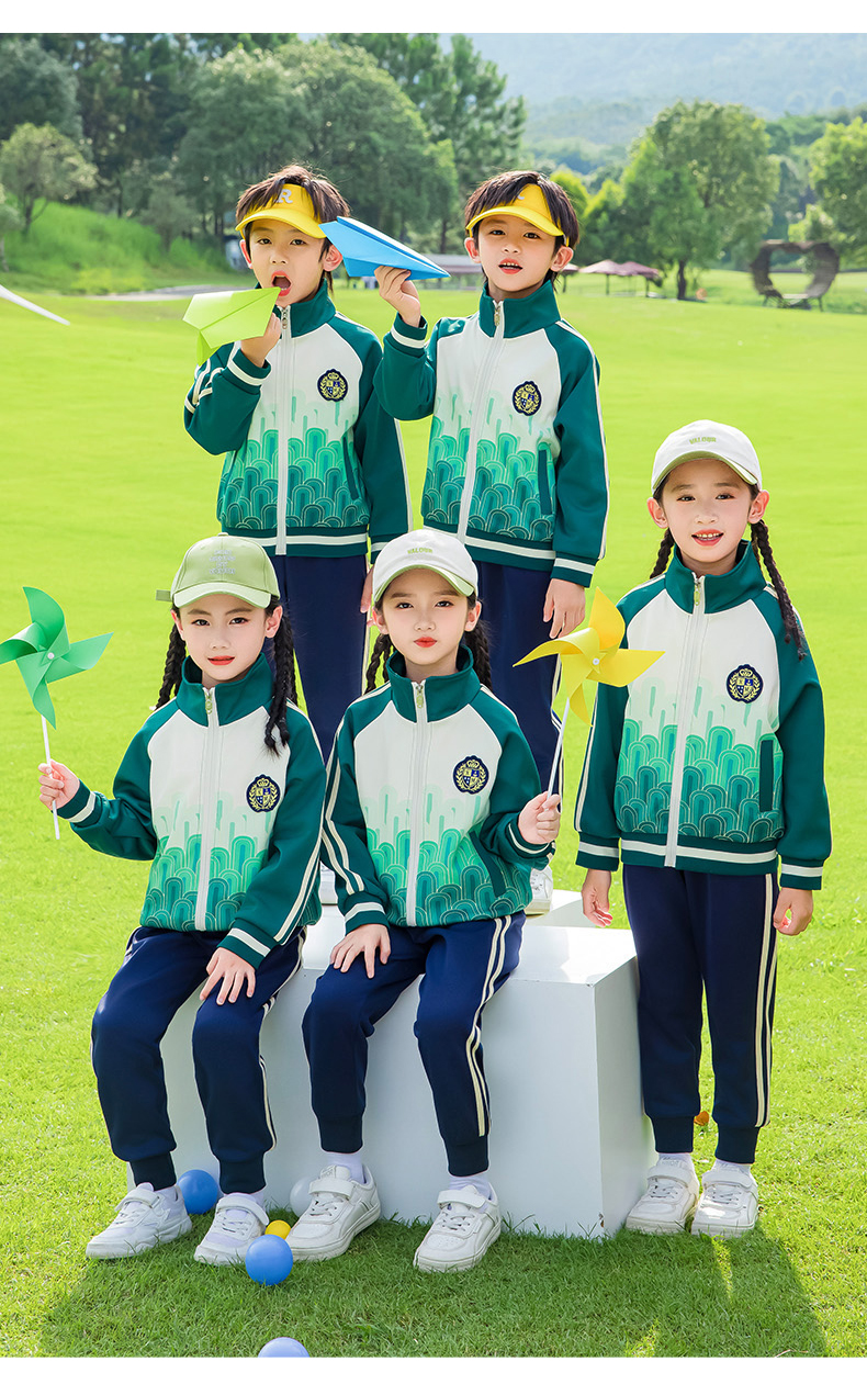 Children sports long-sleeved school uniform spring and autumn two-piece suit 215-9200