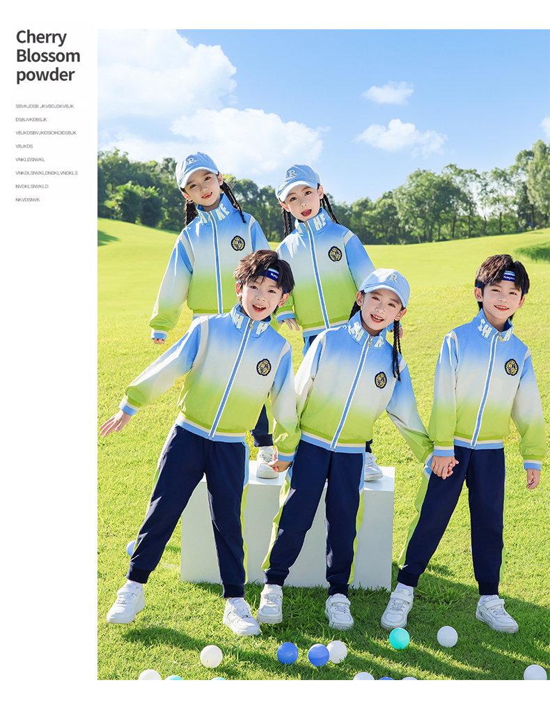 Children sports long-sleeved school uniform spring and autumn two-piece suit 215-9203