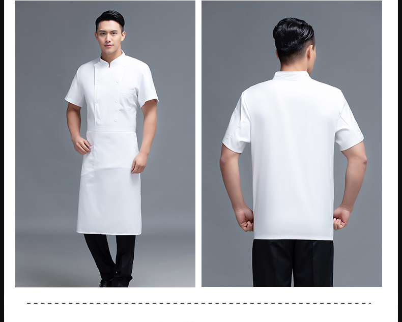 Pure white double row hotel restaurant chef uniform short sleeve top H12-L027