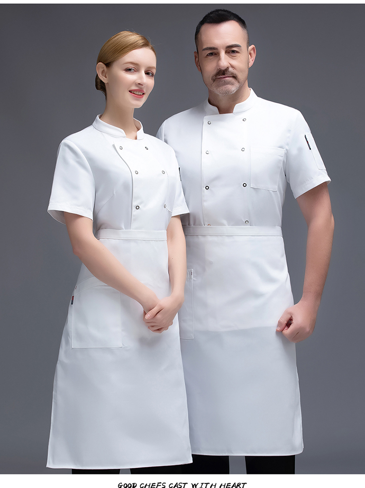 Gold spinning wool five-claw button short-sleeved chef uniform top H02-20F005-008