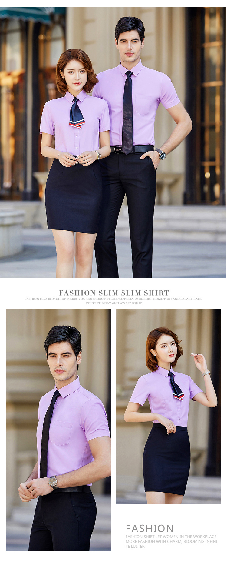 Slim fit commuter fine twill short-sleeved shirt for women DQ1-8817 short-sleeved shirt for women