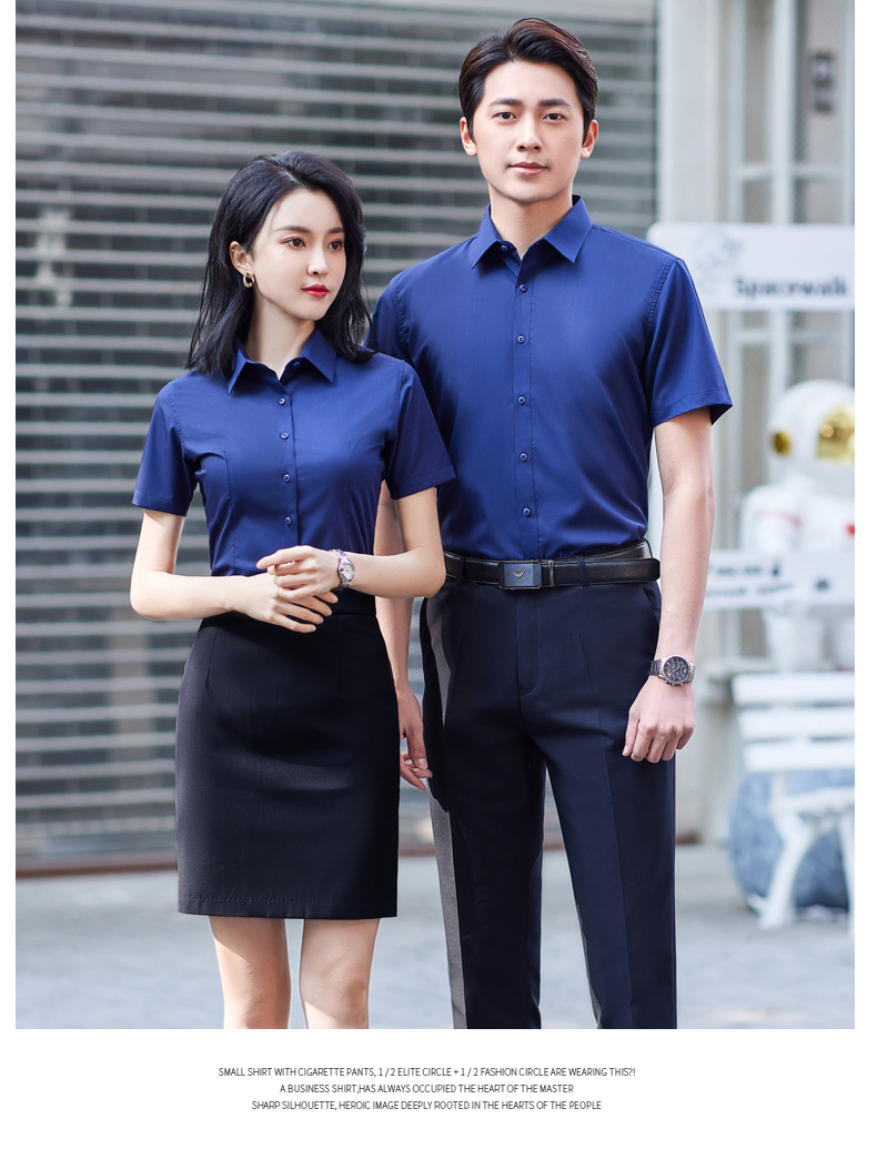 Bamboo fiber short-sleeved shirt men DQ1-1308 short-sleeved shirt women