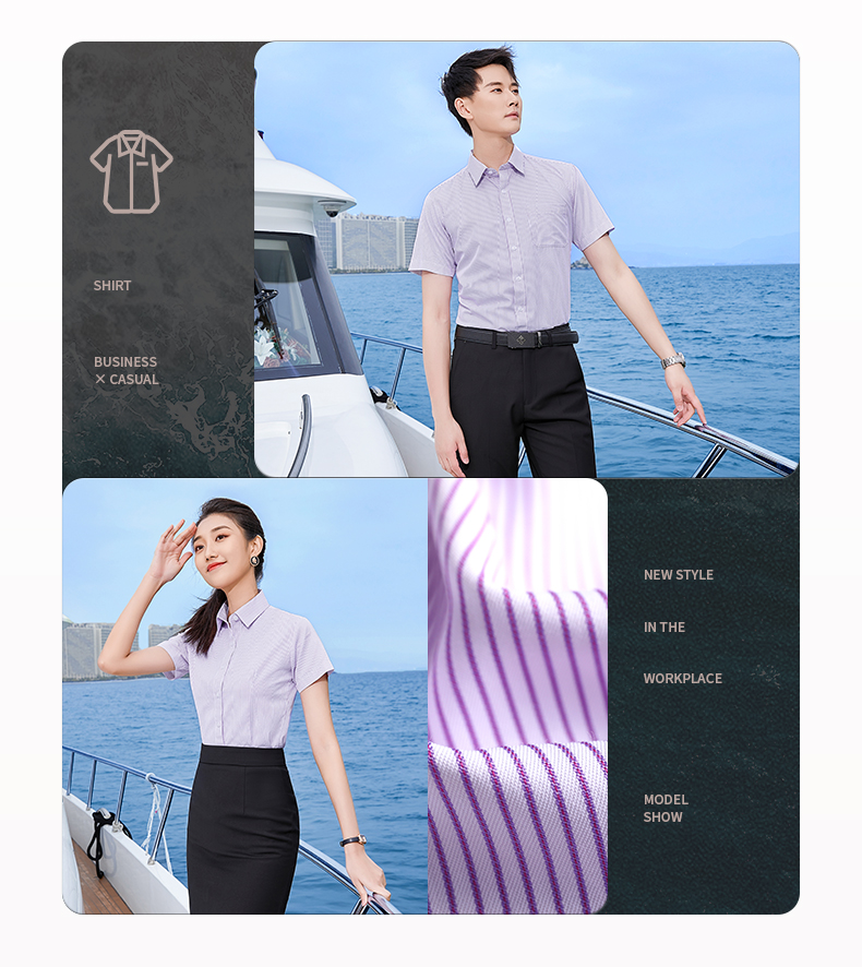 Pinstripe short-sleeved shirt 188-T182 men shirt short-sleeved