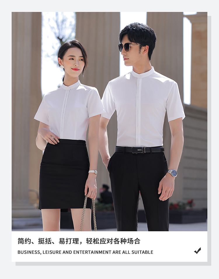 Bamboo fiber short-sleeved stand collar shirt 188-9283 women shirt short sleeve