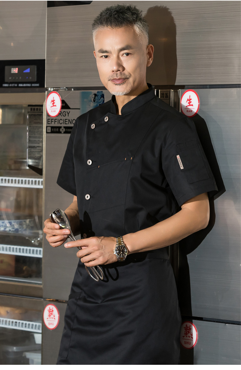 Copper button hidden pocket short-sleeved hotel chef uniform top H01-2022-16