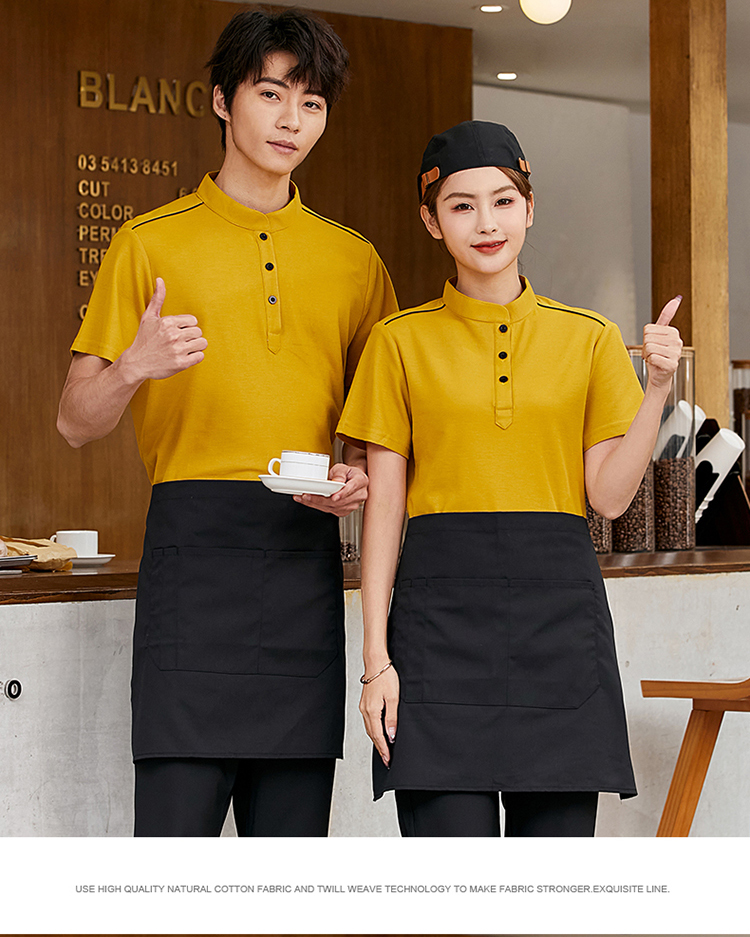 Stand collar T-shirt waiter work clothes top H02-22LY070-073