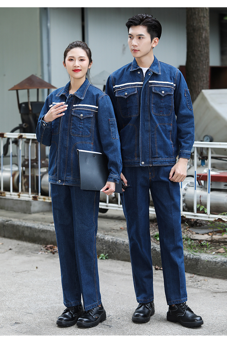 Double-layer thickened denim long-sleeved work suit B11-YL-6001