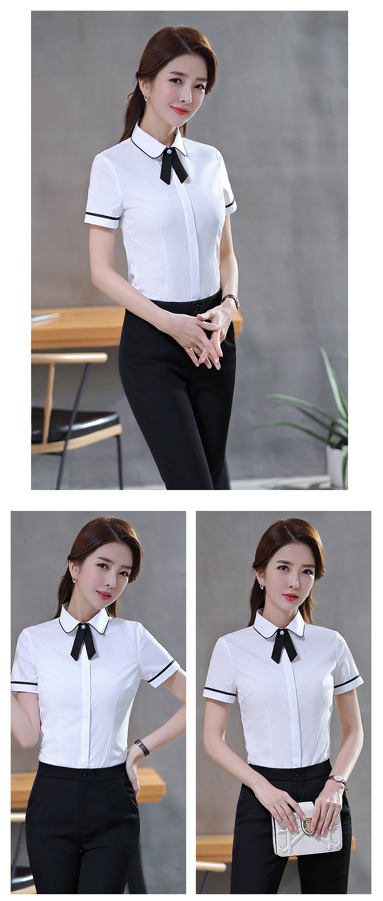 Slim temperament short-sleeved shirt female 126-6207 short-sleeved shirt female