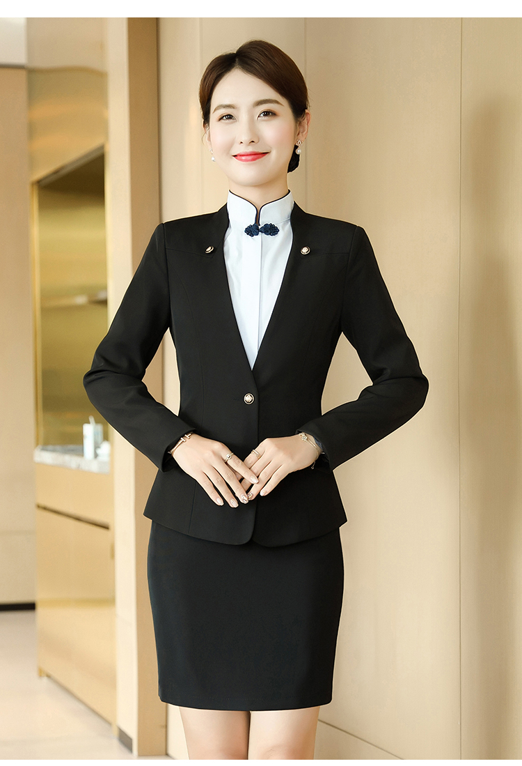 Commuter flight attendant one button V-neck long sleeve suit jacket for women DL1-8916 jacket