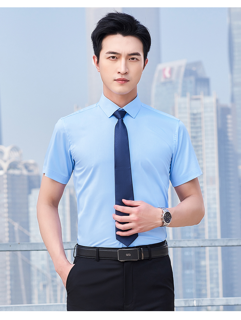 Bamboo fiber short-sleeved shirt men 171-3905 short-sleeved shirt men