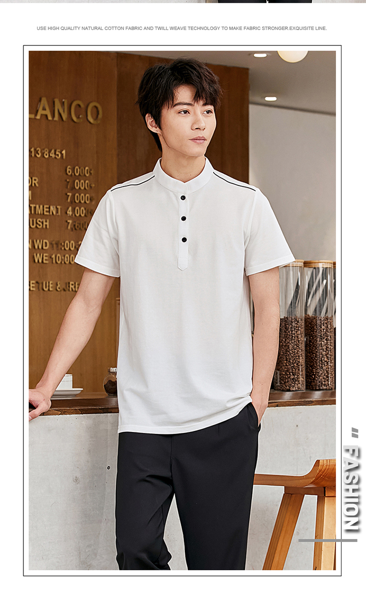 Stand collar T-shirt waiter work clothes top H02-22LY070-073