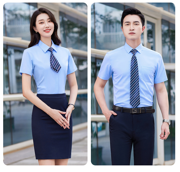 Three-proof black technology stretch business short-sleeved shirt 81-695 short-sleeved women