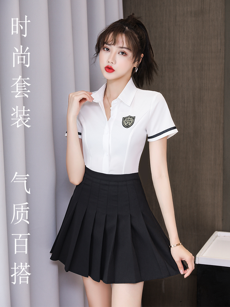 College style foot bath foot massage short-sleeved pleated skirt technician suit V02-1273