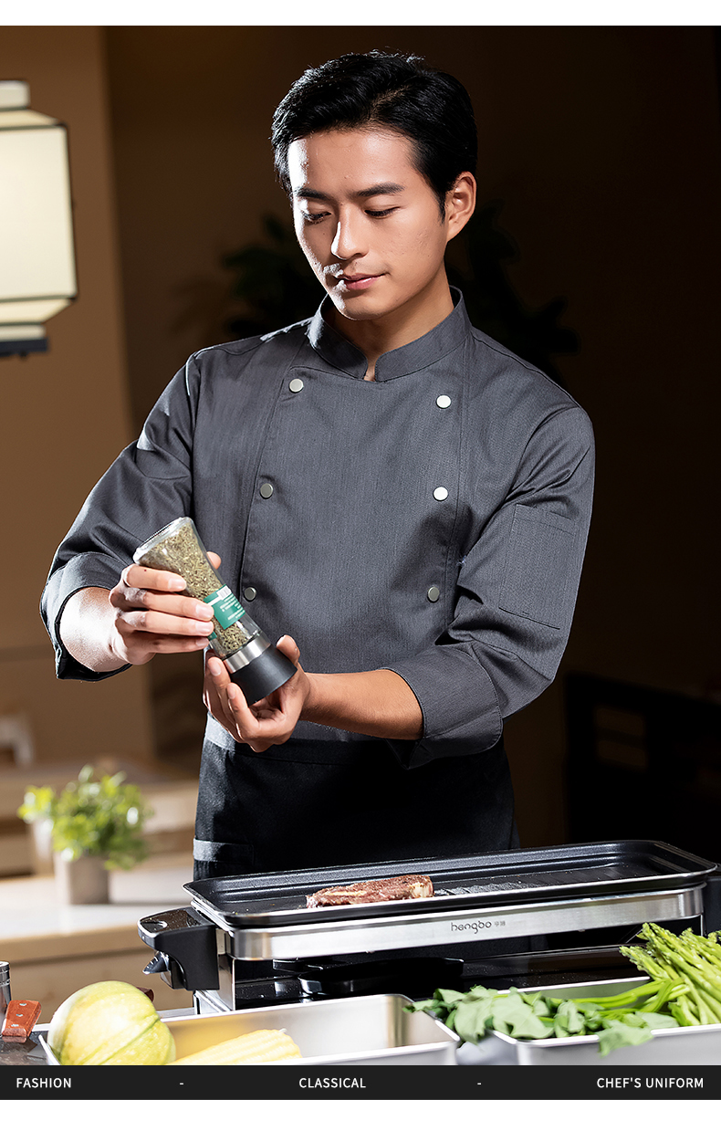 Hong Kong version double-breasted long-sleeved chef uniform H02-22606