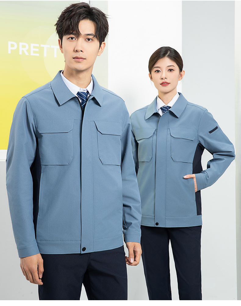 Breathable anti-static mesh lining new concept color matching long sleeve workwear H06-7007