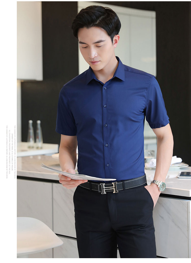 Bamboo fiber men short-sleeved shirt 111-988 men shirt short-sleeved