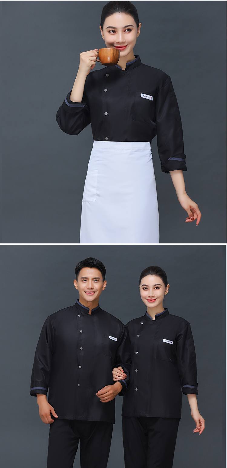 300g workwear single-breasted long-sleeved chef uniform top V01-003