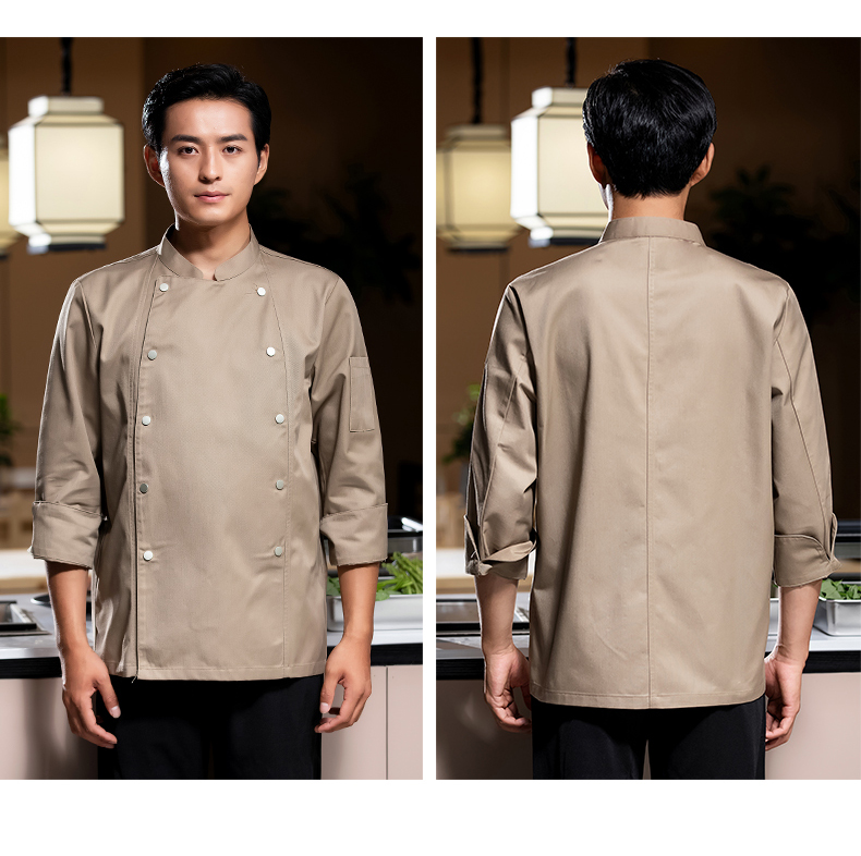 Hong Kong version double-breasted long-sleeved chef uniform H02-22606