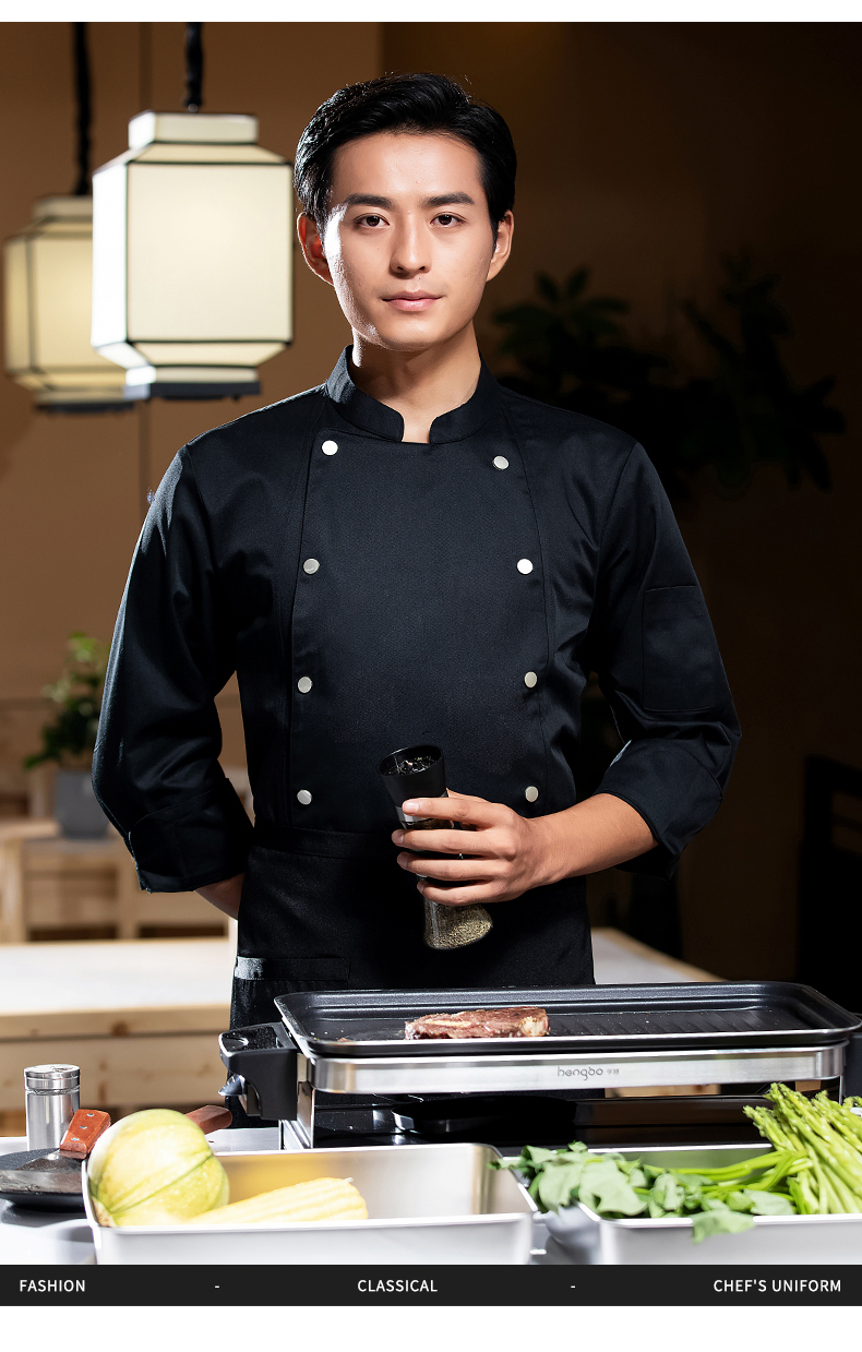 Hong Kong version double-breasted long-sleeved chef uniform H02-22606