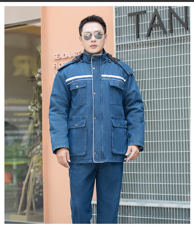 Durable and wear-resistant liner with detachable thickened denim cotton jacket B11-denim cotton jacket