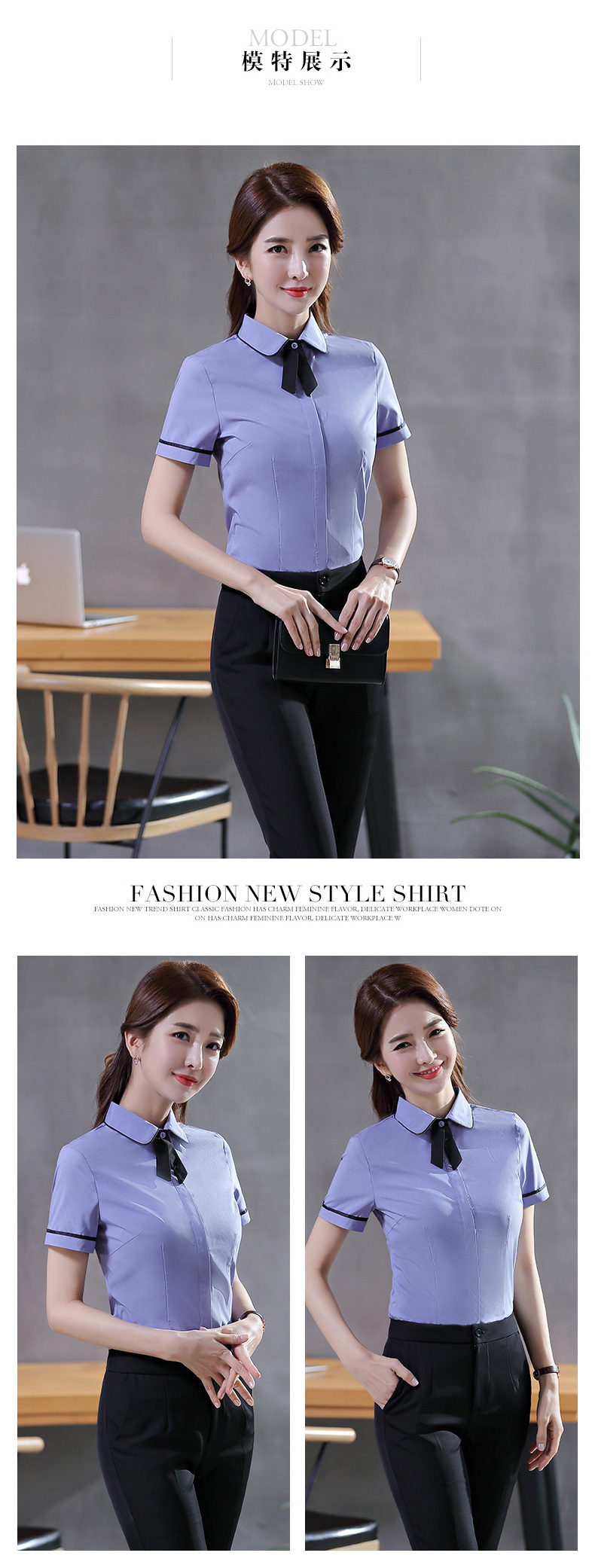 Slim temperament short-sleeved shirt female 126-6207 short-sleeved shirt female