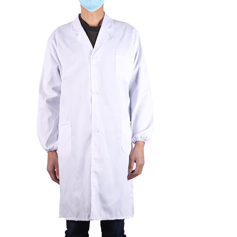 Laboratory elastic cuffs long sleeve white coat E01-CF011