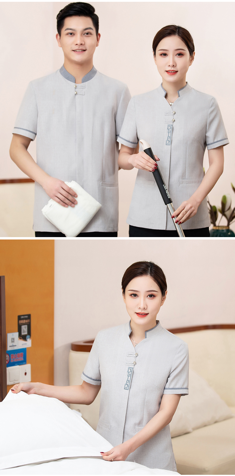 New palace short-sleeved cleaning clothes tops female models H10-2102 female