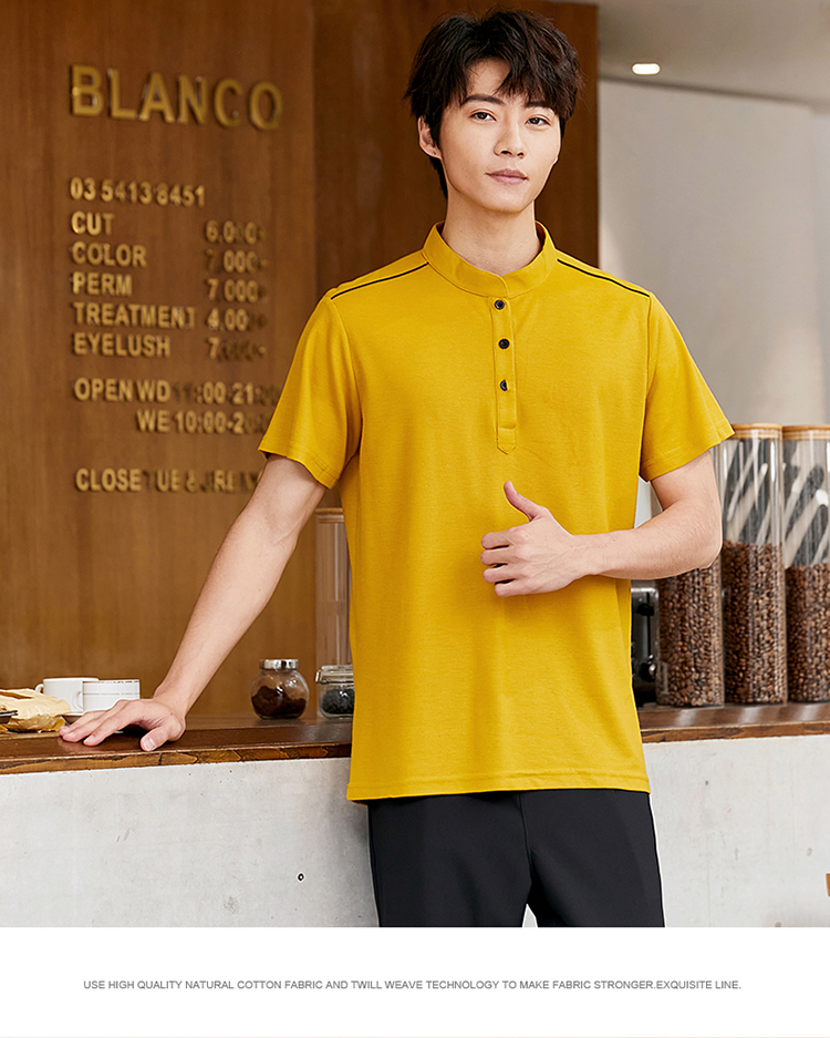 Stand collar T-shirt waiter work clothes top H02-22LY070-073