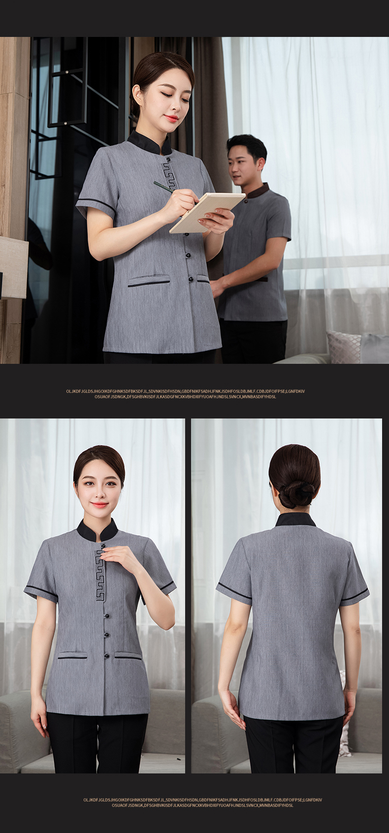 Wufulinmen Restaurant Hotel Cleaning Clothes Short Sleeve Top H27-Wufulinmen Women