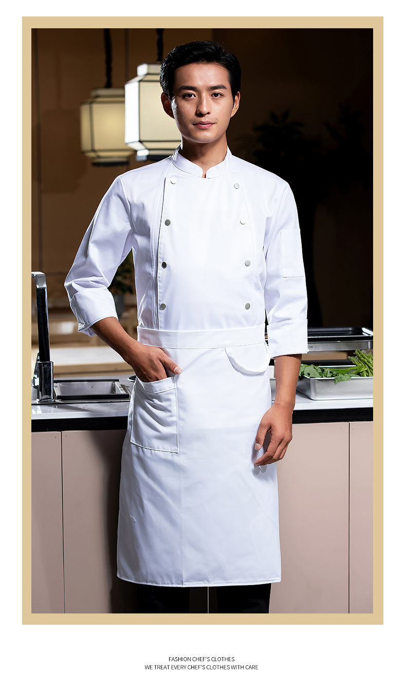 Hong Kong version double-breasted long-sleeved chef uniform H02-22606