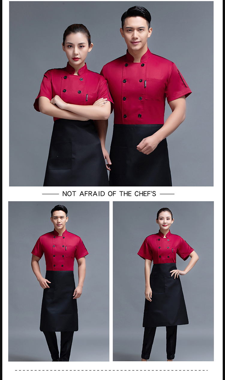 Shoulder bar short sleeve chef uniform top H12-L013