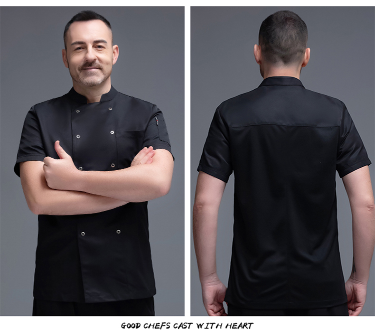 Gold spinning wool five-claw button short-sleeved chef uniform top H02-20F005-008