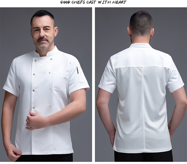 Gold spinning wool five-claw button short-sleeved chef uniform top H02-20F005-008