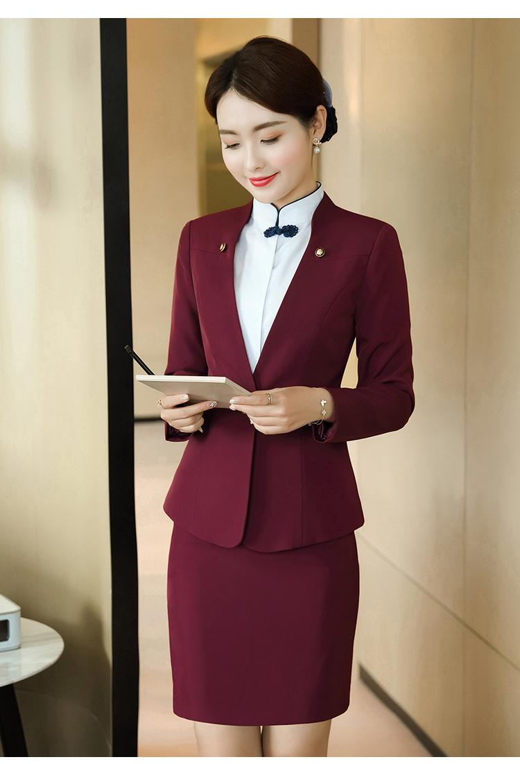 Commuter flight attendant one button V-neck long sleeve suit jacket for women DL1-8916 jacket