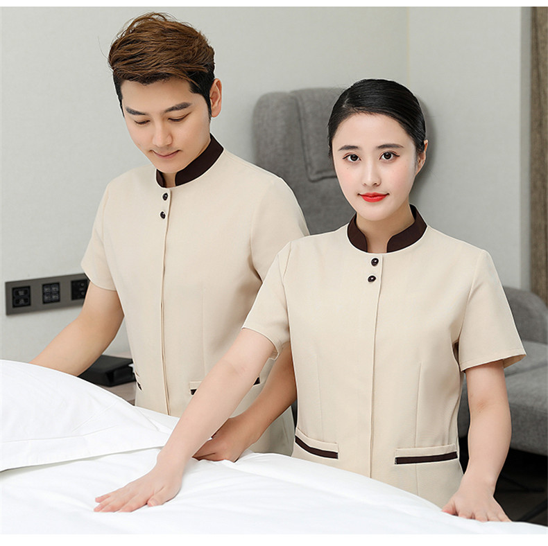 Stand collar two button cleaning clothes top H10-2106