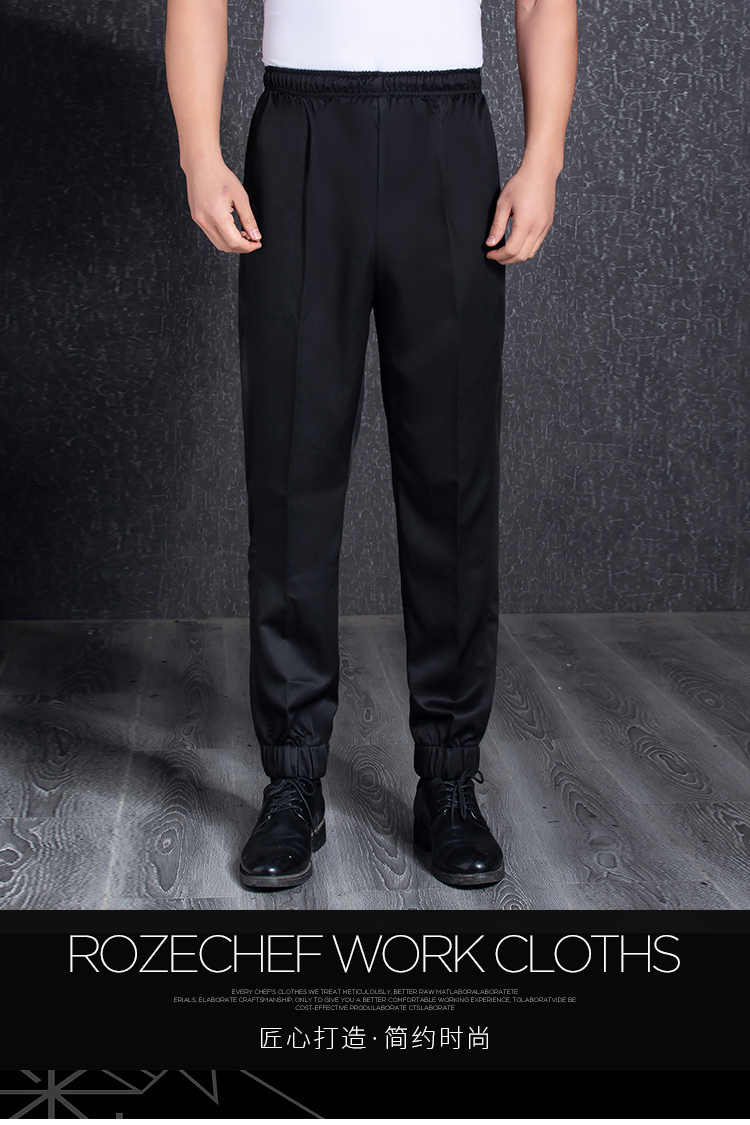 Polyester solid color elastic waistband work wear trousers H12-L059