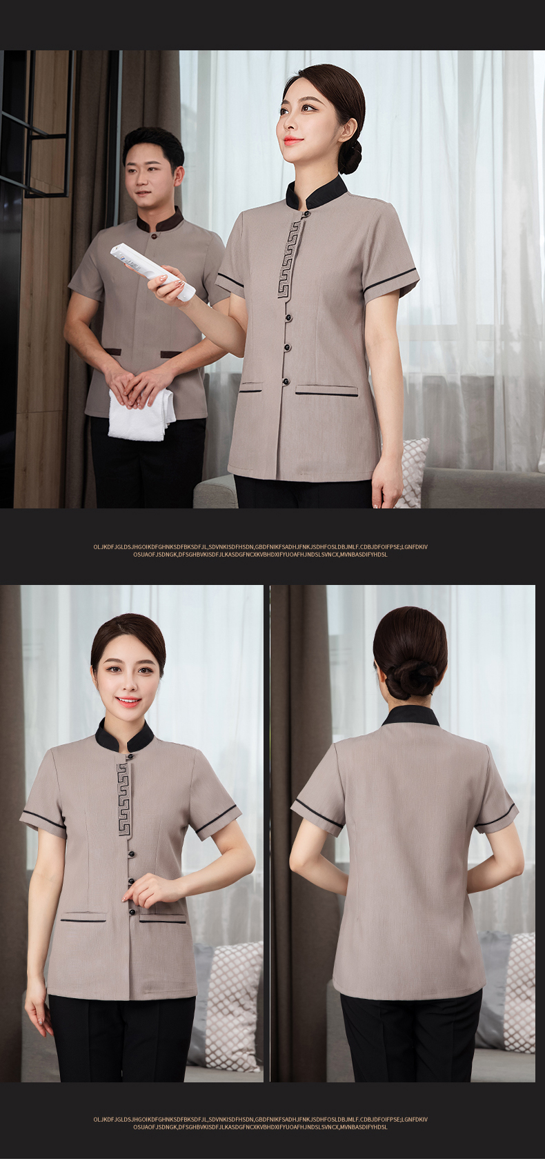 Wufulinmen Restaurant Hotel Cleaning Clothes Short Sleeve Top H27-Wufulinmen Women