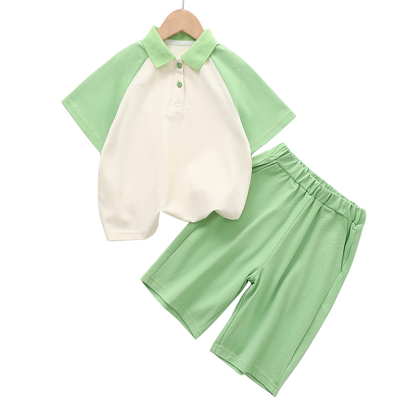 College style suit children Polo raglan short-sleeved shorts skirt two-piece suit D31-raglan skirt suit