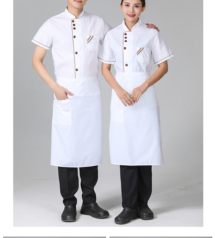 Polyester cotton three-button short-sleeved chef uniform top H03-C0201021