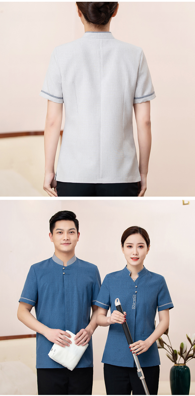 New palace short-sleeved cleaning clothes tops female models H10-2102 female