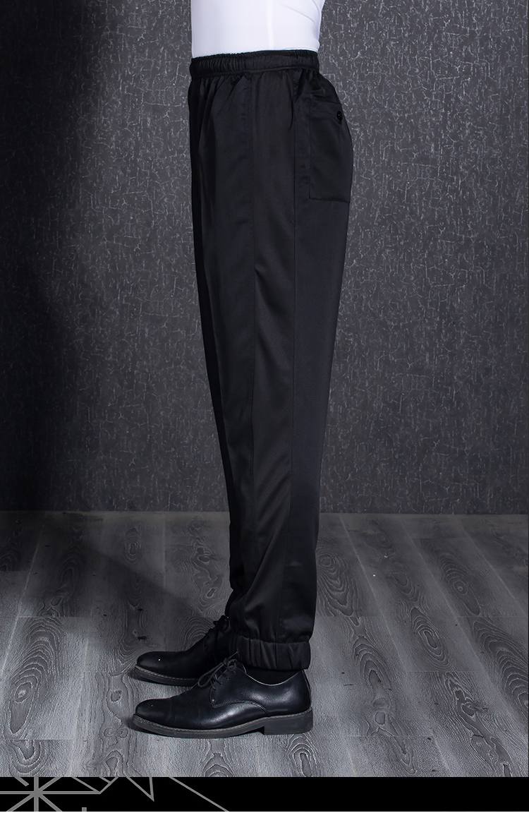 Polyester solid color elastic waistband work wear trousers H12-L059