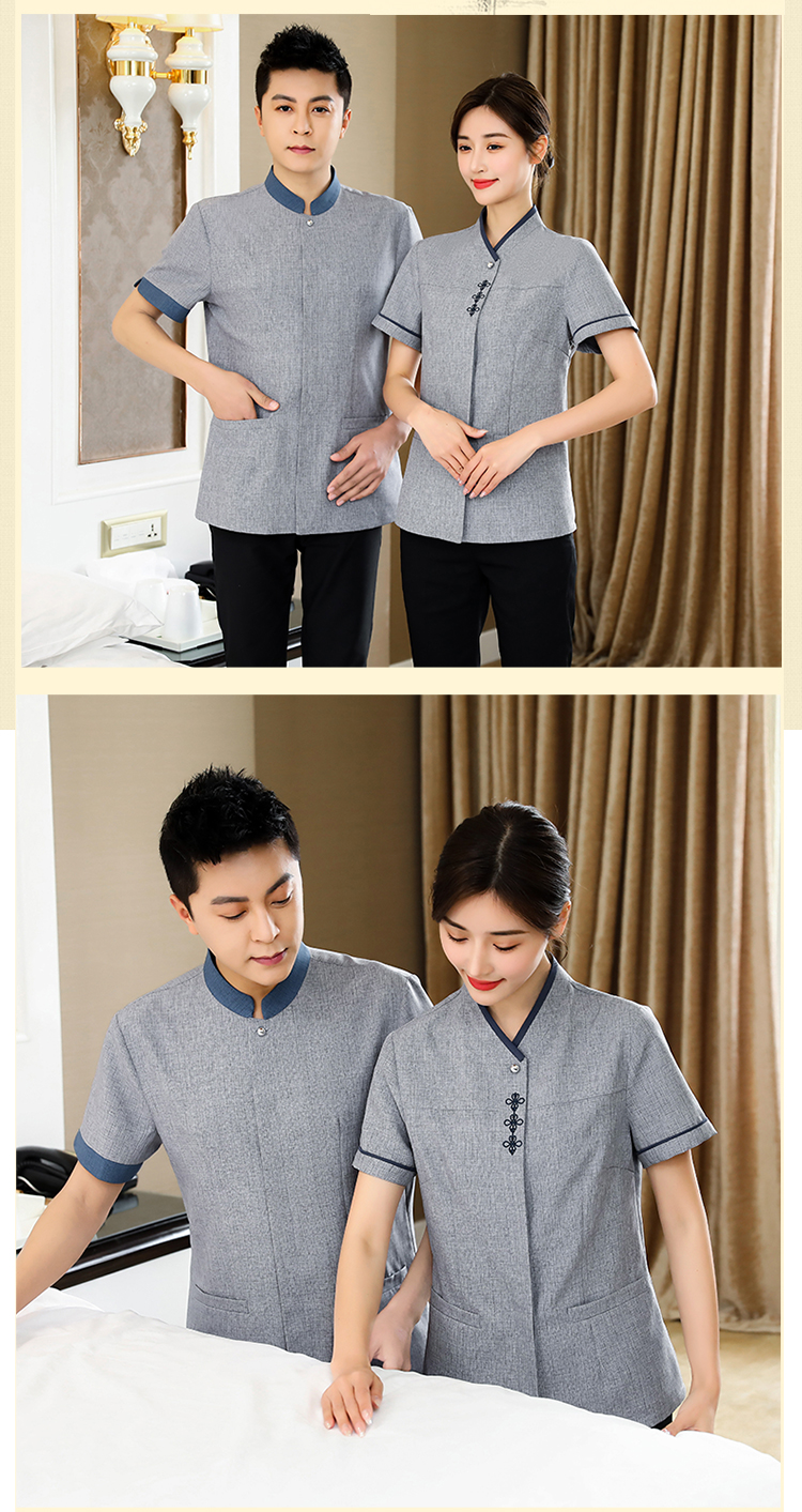 Chinese knot cleaning staff short-sleeved top H14-L010 female