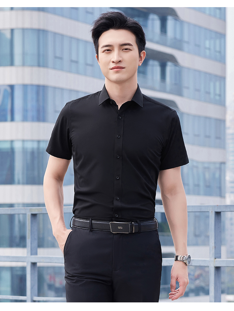 Bamboo fiber short-sleeved shirt men 171-3905 short-sleeved shirt men