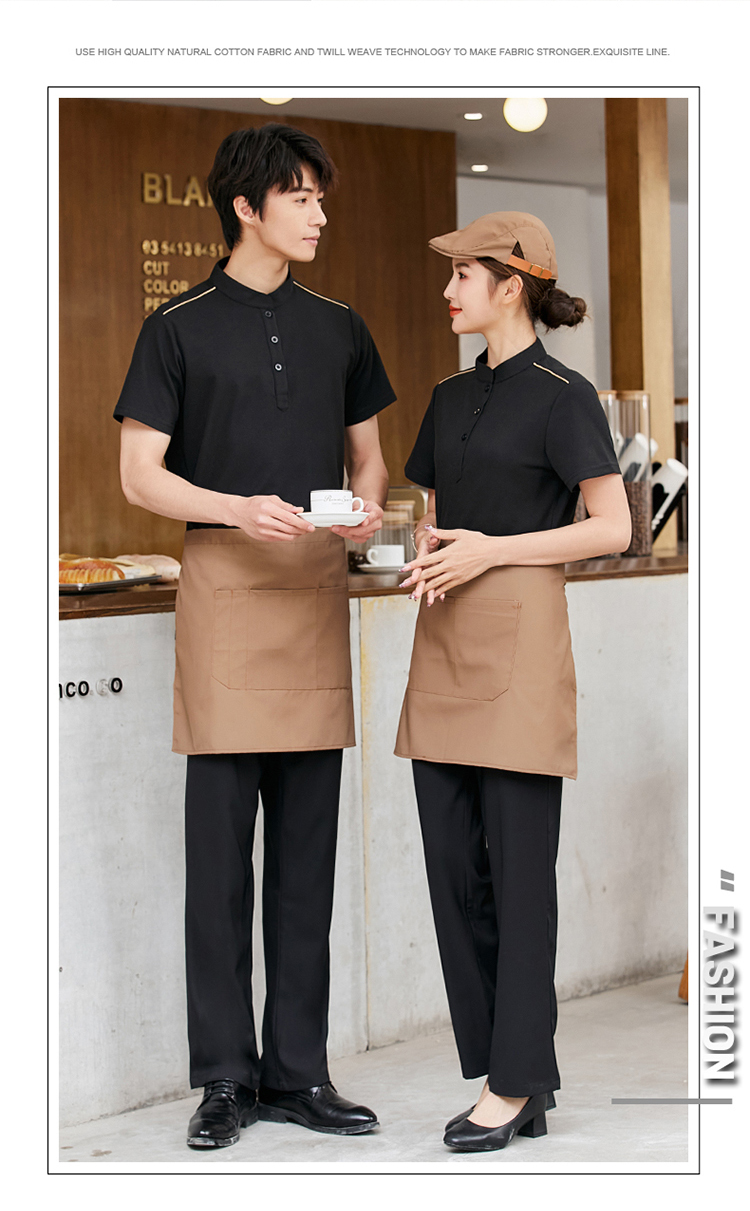 Stand collar T-shirt waiter work clothes top H02-22LY070-073