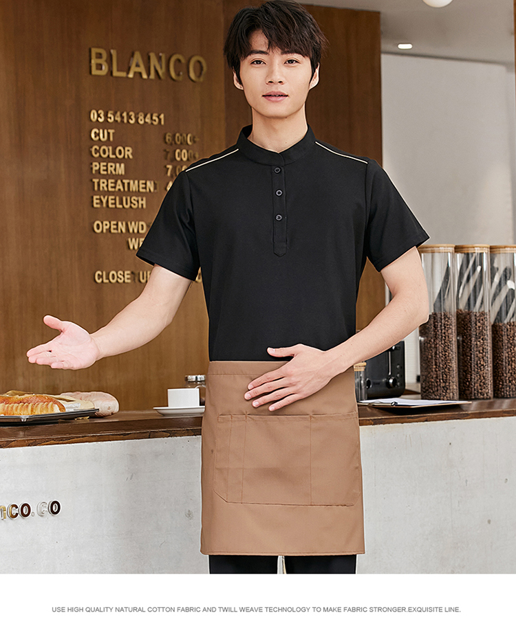 Stand collar T-shirt waiter work clothes top H02-22LY070-073