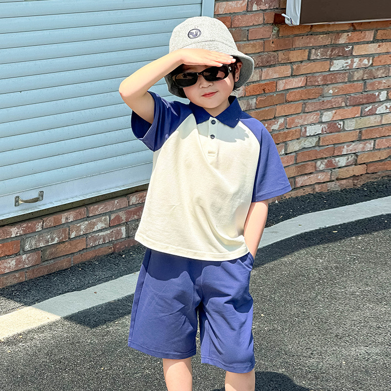 College style suit children Polo raglan short-sleeved shorts skirt two-piece suit D31-raglan skirt suit