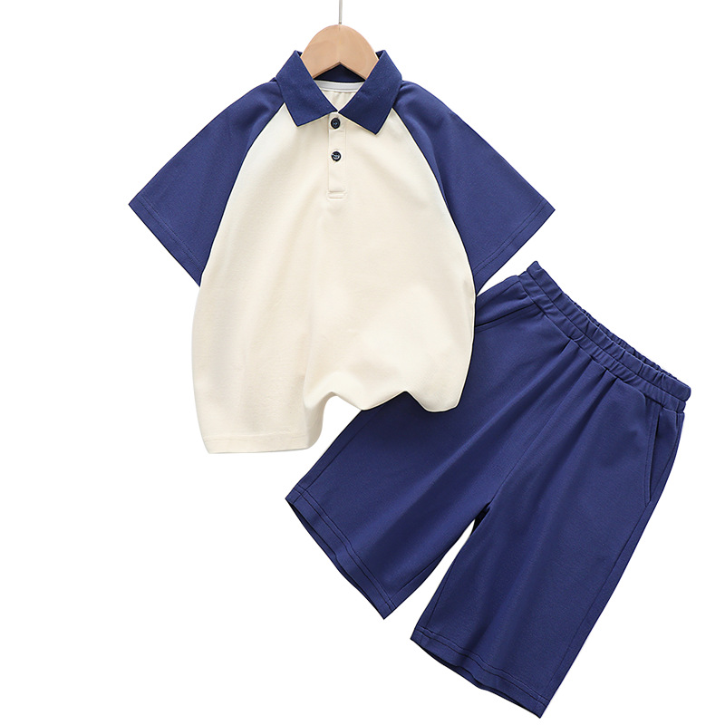 College style suit children Polo raglan short-sleeved shorts skirt two-piece suit D31-raglan skirt suit