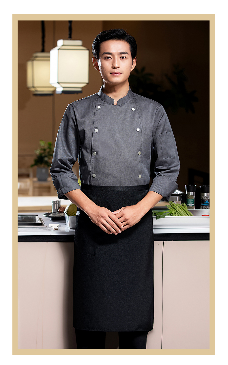 Hong Kong version double-breasted long-sleeved chef uniform H02-22606