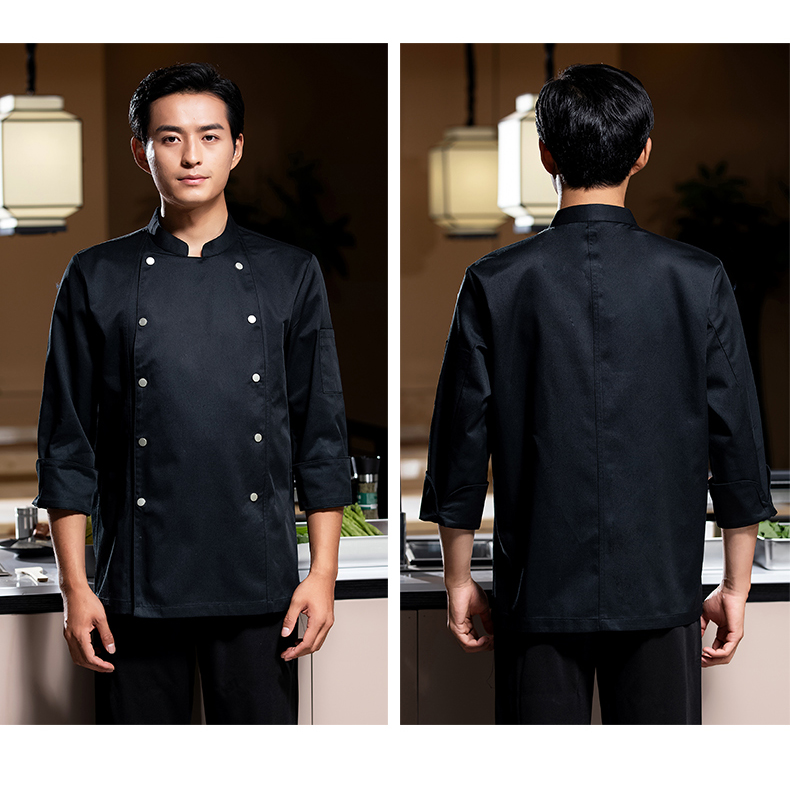 Hong Kong version double-breasted long-sleeved chef uniform H02-22606