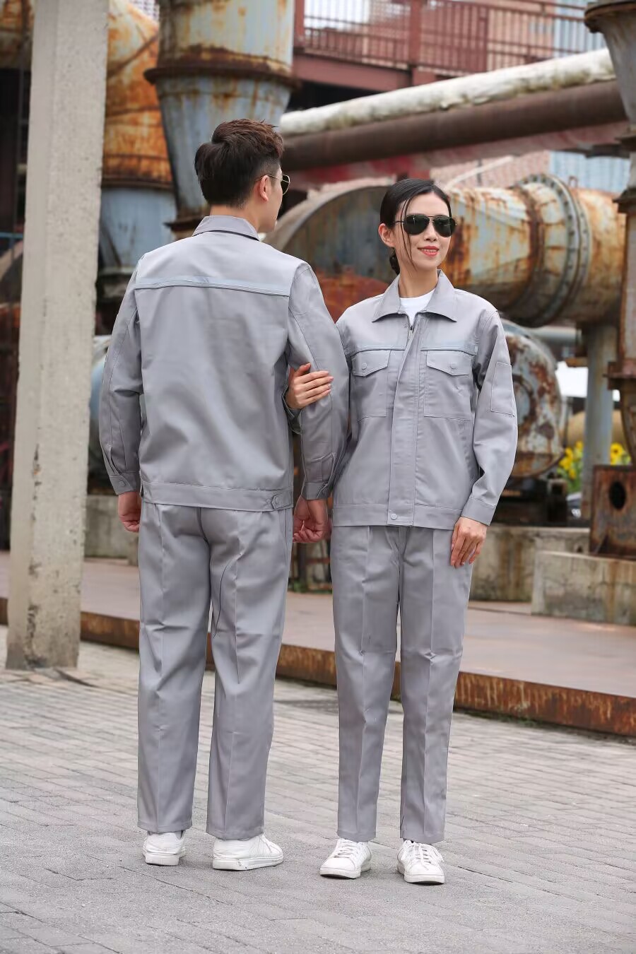 Full process polyester cotton thick yarn card reflective strip long sleeve workwear suit B06-W1801-W1807